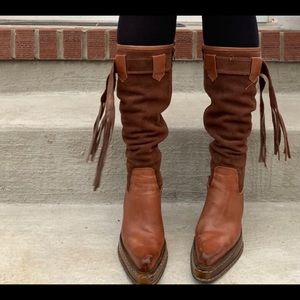 VINTAGE HEX BOOTS Made in Italy leather and suede